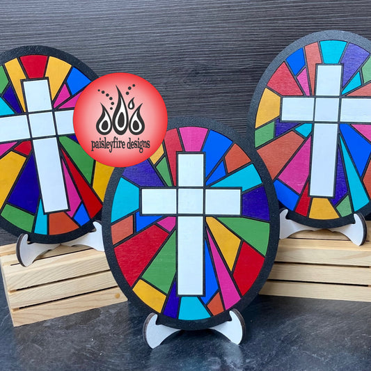 stained glass style cross